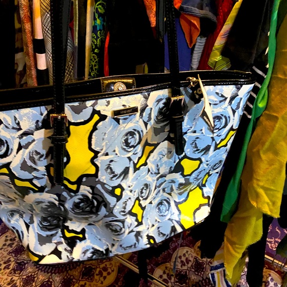 Nine West Blue Rose Floral Bag 16” x 10” x 5” • (See Description) - Picture 2 of 10